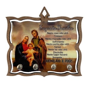 PC380680 - Porta Chaves Sagrada Família MDF Resinado - 15,5x14cm