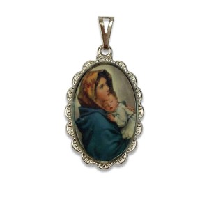 MD128045 - Medalha N. Sra. Do Repouso Rendada Níquel - 5x2,5cm