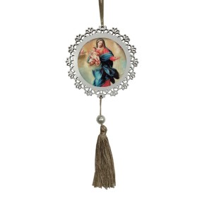 AO4101550 - Adorno N. Sra. Do Rosário MDF Branco Resinado - 22x9,7cm