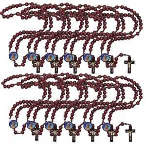 TE940116P12 - Terço N. Sra. Rainha da Paz Madeira c/ 12un. - 37cm