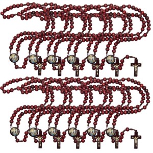 TE940141P12 - Terço N. Sra. De Lourdes Madeira c/ 12un. - 37cm