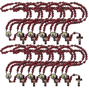 TE940146P12  - Terço N. Sra. De Nazaré Madeira c/ 12un. - 37cm