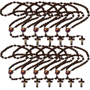 TE940150P12 - Terço N. Sra. Do Rosário Madeira c/ 12un. - 37cm