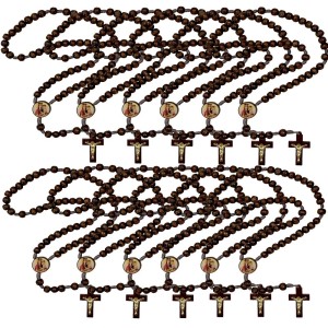 TE940175P12 - Terço N. Sra da Saúde Madeira c/ 12un. - 37cm