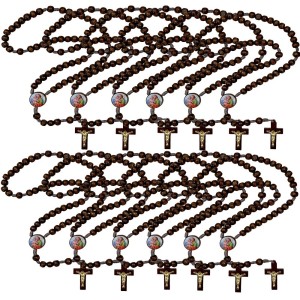 TE940400P12 - Terço São José Madeira c/ 12un. - 37cm