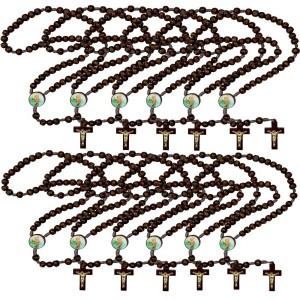 TE940414P12 - Terço São Cristovão Madeira c/ 12un. - 37cm