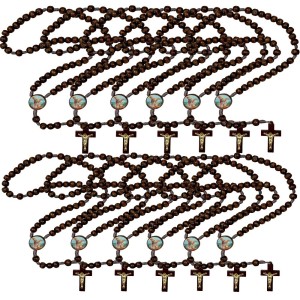 TE940949P12 - Terço São Miguel Madeira c/ 12un. - 37cm