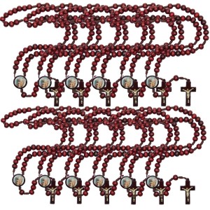 TE940880P12 - Terço Sagrada Família Madeira c/ 12un. - 37cm