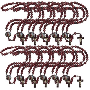 TE940447P12 - Terço São Sebastião Madeira c/ 12un. - 37cm