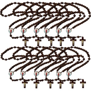 TE940450P12 - Terço São Judas Tadeu Madeira c/ 12un. - 37cm