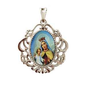 MD129031 - Medalha N. Sra. do Carmo Camafeu Níquel - 4,5x4cm