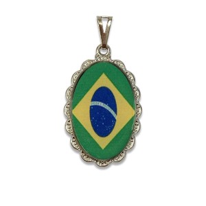 MD18500 - Medalha Brasil Rendada Níquel - 4,2x2,5cm