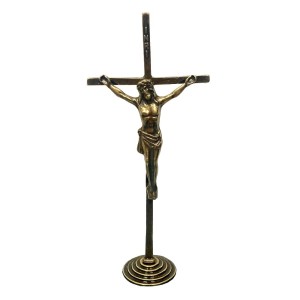 CU830051 - Crucifixo de Mesa Metal Ouro Velho - 14x6,5cm (621)