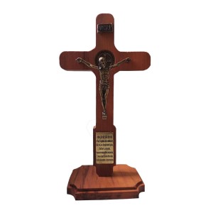 CU760642 - Crucifixo de Mesa São Bento Madeira - 32x16,5cm (463)