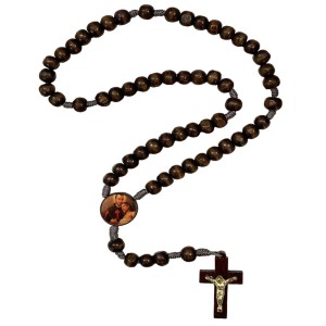 TE940444 - Terço São Camilo Lellis  Madeira - 37cm