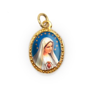 MD103002P10 - Medalha de Alumínio Oval Dourada c/ 10un. Imaculado Coração de Maria - 2X1,3cm