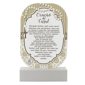 PD490000 - Pedestal Oração do Casal Bege - 20x12,5cm