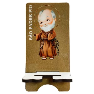DR110155 - Porta Celular São Padre Pio de Pietrelcina MDF Resinado - 19x9,5cm