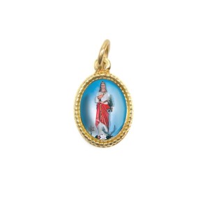 MD102040P20 - Medalha de Alumínio Oval Dourada c/ 20un. Santa Filomena - 1,5x1cm