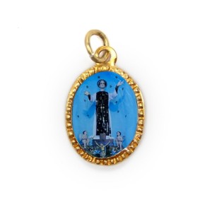 MD103281P10 - Medalha de Alumínio Oval Dourada c/ 10un. São Cono de Teggiano - 2X1,3cm