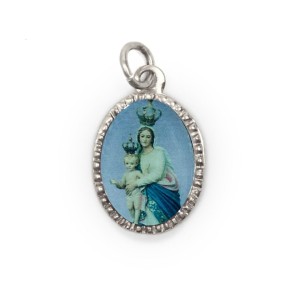 MD103688P10 - Medalha de Alumínio Oval Prata c/ 10un. N. Sra. Da Vitória - 2x1,3cm