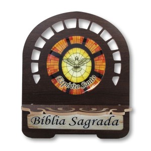 PB811900 - Porta Bíblia Divino Espírito Santo MDF Resinado - 26x21,5cm