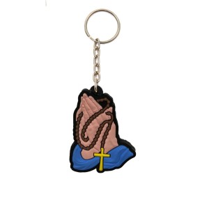 CH50860P10 - Chaveiro Mãos Rezando Emborrachado c/ 10un. - 11x4cm