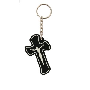CH50865P10 - Chaveiro Crucifixo Emborrachado c/ 10un. - 10,5x3,5cm