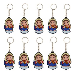 CH50002P10 - Chaveiro Imaculado Coração de Maria Emborrachado c/10un. - 11x3cm