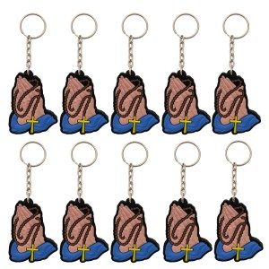 CH50860P10 - Chaveiro Mãos Rezando Emborrachado c/ 10un. - 11x4cm