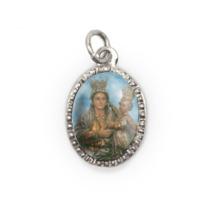 MD103662P10 - Medalha de Alumínio Oval Prata c/ 10un. N. Sra. De Achiropita - 2x1,3cm