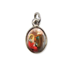 MD123054P4 - Medalha Santa Cecília Pícula c/ Cruz Níquel c/ 4un. - 1,5x1,8cm