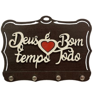 PC1981251 - Porta Chaves Deus é Bom o Tempo Todo - 19,5x14,5cm