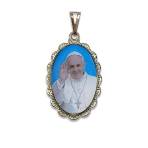 MD128415 - Medalha Papa Francisco Rendada Níquel - 5x2,5cm