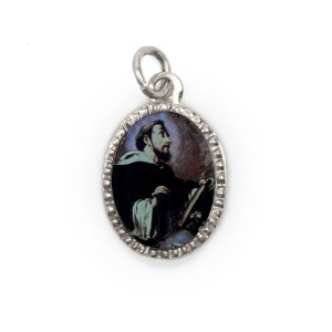 MD103864P10 - Medalha de Alumínio Oval Grande Prata c/ 10un. São Domingos Gusmão - 2X1,3cm