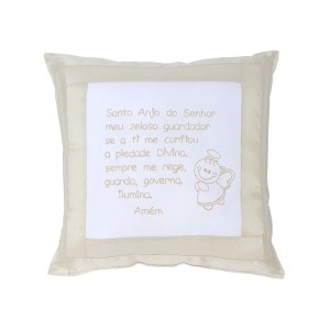AL80062 - Almofada Santo Anjo Bege - 24x24cm