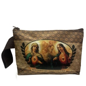 NE040580 - Necessaire Sagrado Coração de Jesus e Maria - 18x14cm