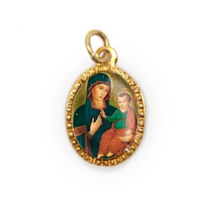 MD103011P10 - Medalha de Alumínio Oval Dourada c/ 10un. N. Sra. Consolata - 2X1,3cm