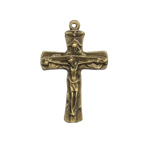 CZ851028 - Crucifixo Metal Ouro Velho - 6,8x4,2cm