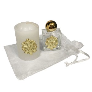 KT750052 - Kit Divino Espírito Santo c/ Vela e Garrafa de Água Benta - 10ml