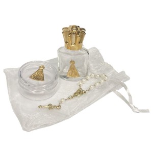 KT750212 -  Kit N. Sra. Aparecida c/ Caixinha, Dezena e Garrafa de Água Benta - 10ml
