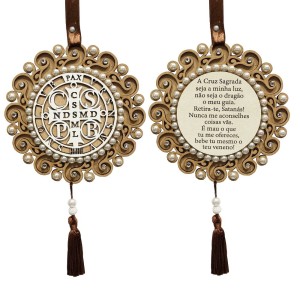 EP38180 - Escapulário de Porta Medalha de São Bento MDF - 105x15cm