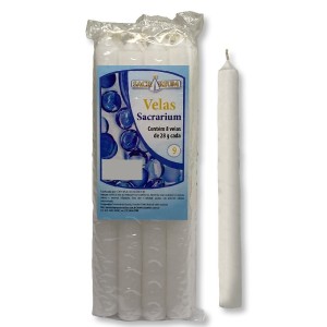 VE155309P8 - Velas Branca c/ 8 un. - 18x1,5cm