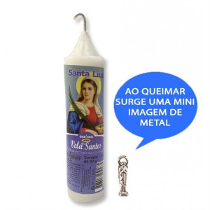 VE155106 - Vela Santa Luzia c/ Santo de Bolso - 14x3cm