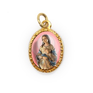 MD103057P10 - Medalha de Alumínio Oval Dourada c/ 10un. N. Sra. Do Ó - 2X1,3cm