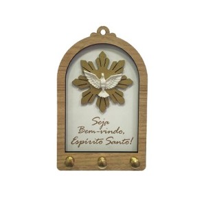 PC380812 - Porta Chaves Divino Espírito Santo MDF - 15,5x9,5cm