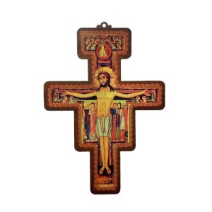 CW810160 - Crucifixo de Parede São Damião MDF - 24x17cm