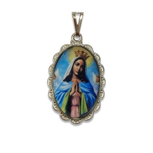 MD128196 - Medalha N. Sra. Da Guia Rendada Níquel - 4,2x2,5cm