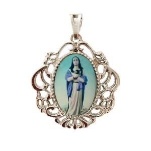 MD129153 - Medalha Santa Maria Madalena Camafeu Níquel - 4,2x4cm