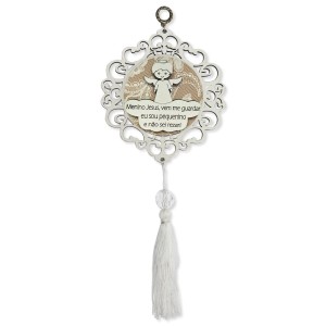 DE720142 - Adorno Santo Anjo Branco MDF - 25x10cm
